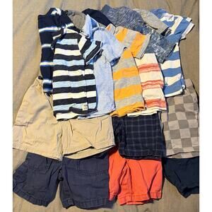 Toddler Boys 3T Summer Bundle 10 shirts 6 Shorts GUC Blue Gray Stripes